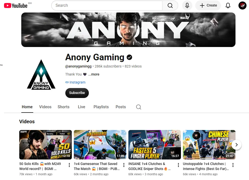 Anony Gaming YouTube Channel