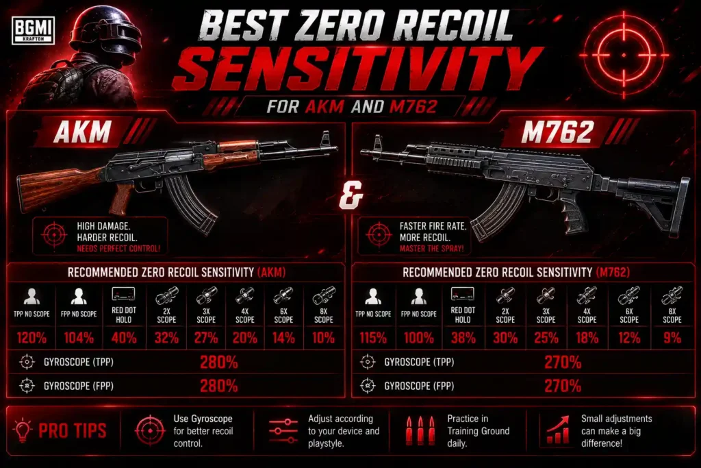 Best Zero Recoil Sensitivity for AKM and M762
