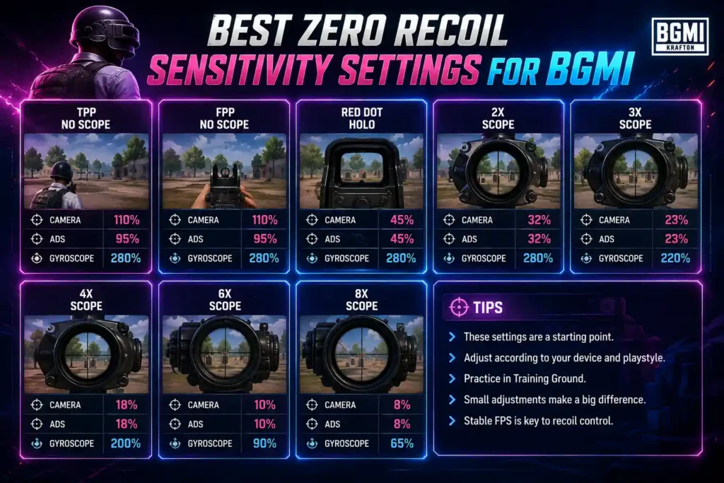 Zero Recoil Sensitivity BGMI Code for Android