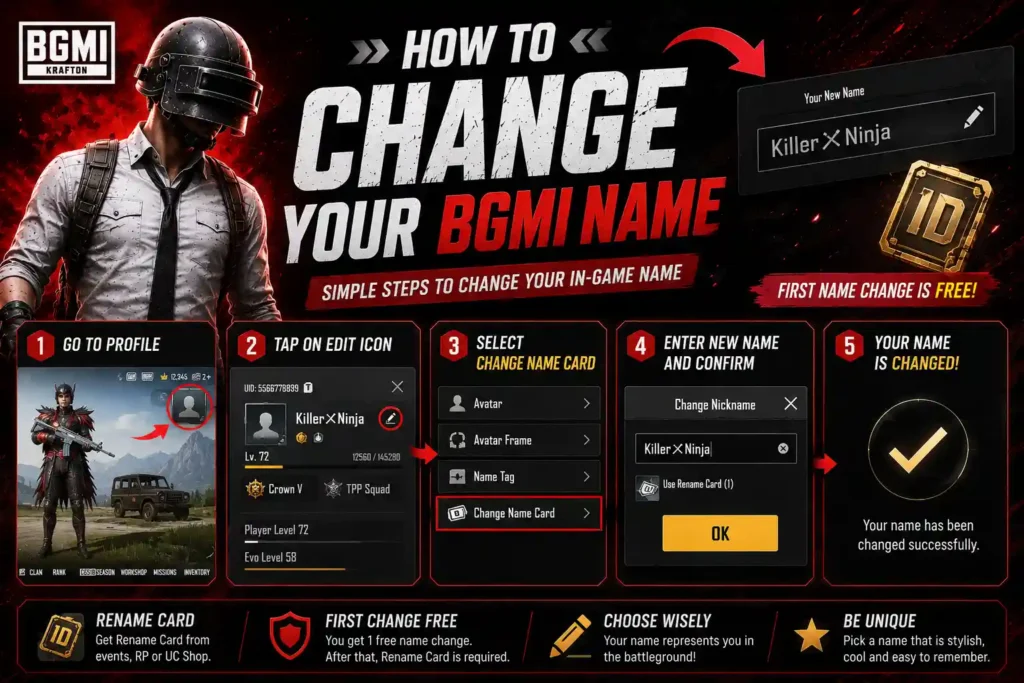 How to change your BGMI name using a Rename Card