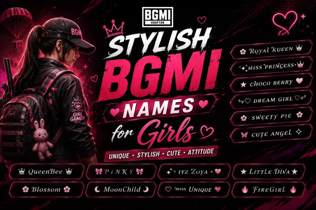 Stylish BGMI names for girls with unique fonts and symbols